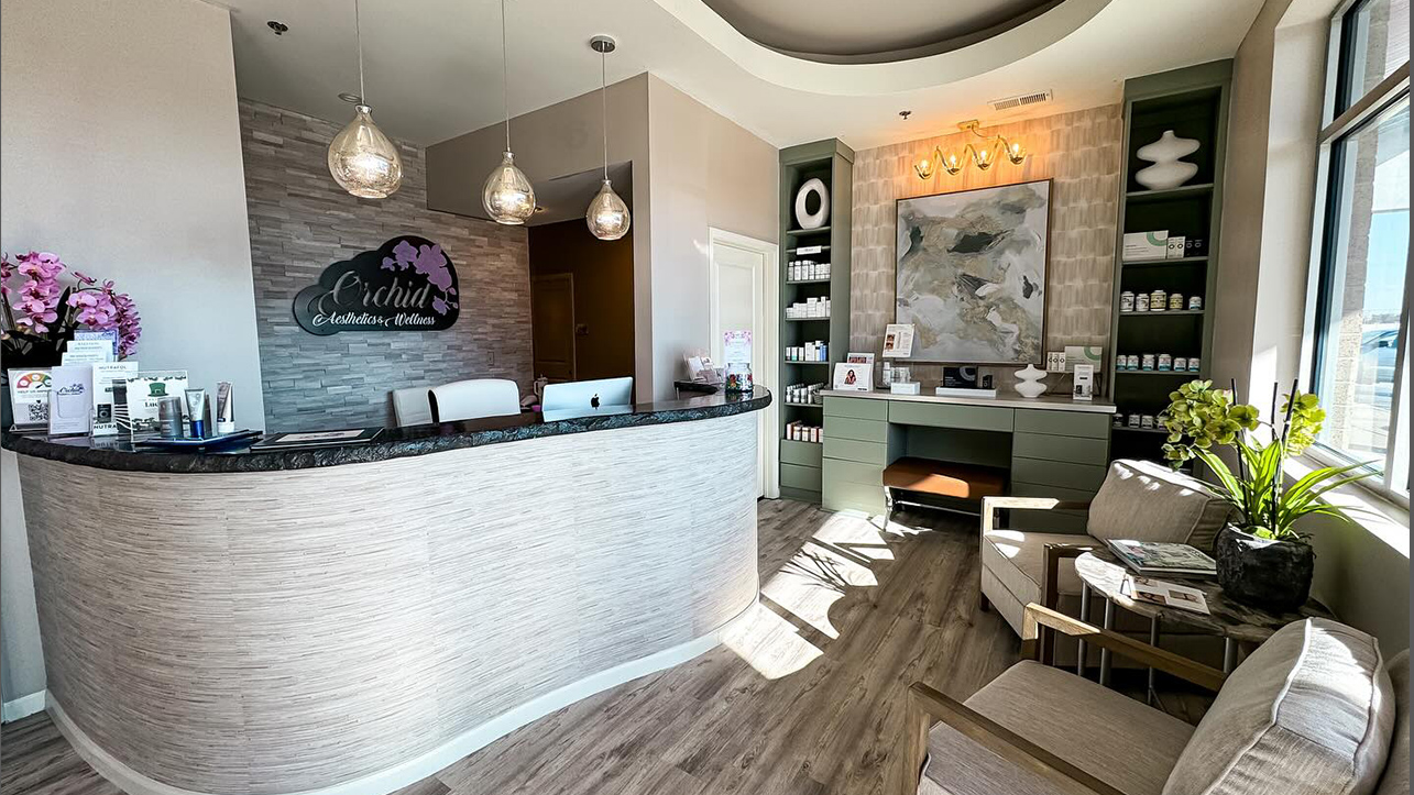 medical spa, med spa, lobby, orchid aesthetcs and wellness, lees summit, kansas city